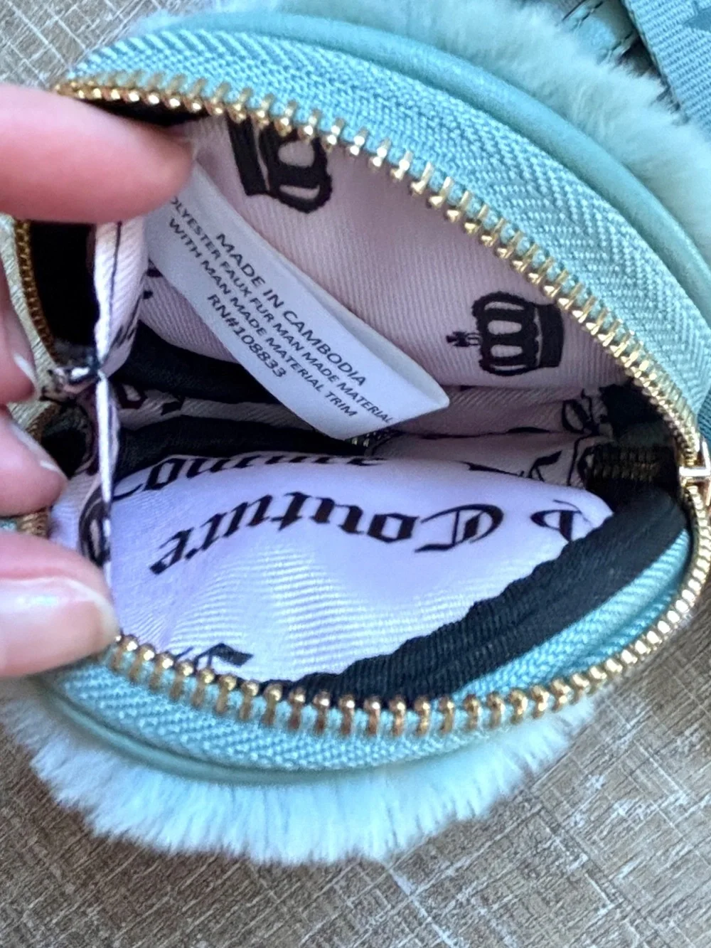 Juicy Couture Fuzzy Mint Green Mini Crossbody Bag Coin Purse Y2K McBling Bratz
